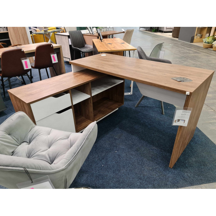 Стіл комп'ютерний NORD 1 L ДСП Ансберг Темний, Біла Аляска Тумба зліва (IntarsioTM)