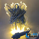 Світлодіодна гірлянда String Нитка 10м 100LED Каучук PROF тепла біла на білому проводі 10 миготливих світлодіодів, фото 11
