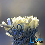 Світлодіодна гірлянда String Нитка 10м 100LED Каучук PROF тепла біла на білому проводі 10 миготливих світлодіодів, фото 10