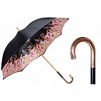 Зонт-трость Pasotti 189 9L980-1 P27BR женский черный с нежными цветами