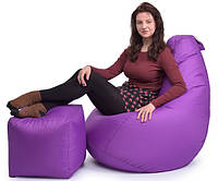 Кресло Мешок Груша Оксфорд XL 120х85, бескаркасное кресло пуфик Фиолетовый IQ