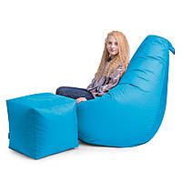 Кресло Мешок Груша Оксфорд XL 120х85, бескаркасное кресло пуфик Голубой IQ