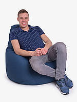 Кресло Мешок Груша Рогожка XL 120х85, бескаркасное кресло пуфик Синий IQ