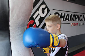 Боксерські рукавиці PowerPlay 3004 JR Classic Синьо-Жовті 6 унцій