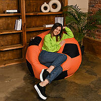 Кресло Мешок Мяч Оксфорд 120см XXL Большой, бескаркасное кресло пуфик Оранжевый + черный IQ