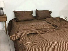 Двоспальний комплект постільної білизни "Полоска коричнева"