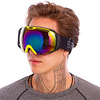 Маска-окуляри гірськолижні SPOSUNE дзеркальні HX012 (оправа-салатовий