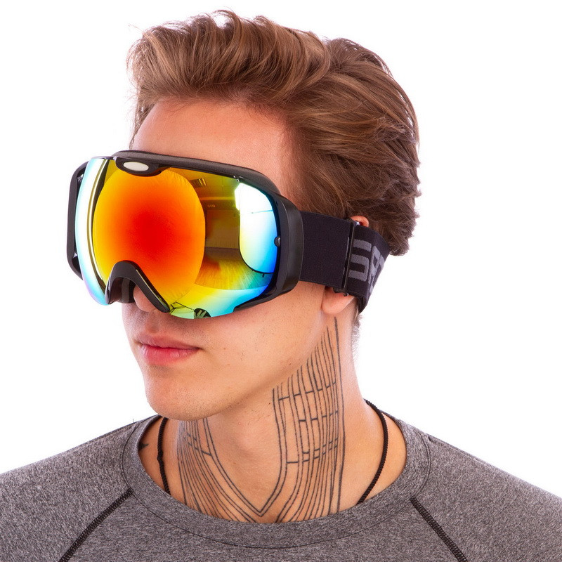Маска-окуляри гірськолижні SPOSUNE дзеркальні HX012 (оправа-чорний, колір лінз-салатовий)