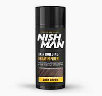 Камуфляж для залисин (пудра 20г + фіксатор 100мл) Nishman Hair Building Keratin темно-коричневий, фото 3