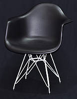 Кресло Leon WT-ML черный 04 на белых металлических ножках, Eames DAR Armchair