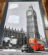 Вінілова наклейка на стіл Строгий Лондон Біг Бен декоративна плівка, що самоклеїться, сірий 60 х 100 см, фото 2