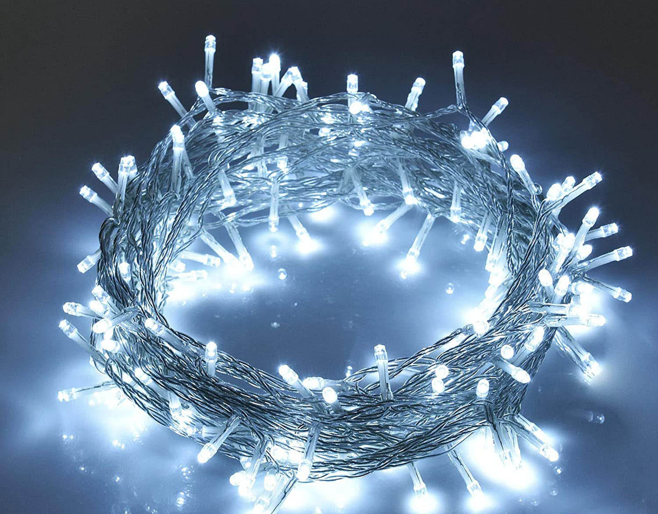 Гірлянда нитка 200 LED (колір - холодний білий) прозорий провід 15м