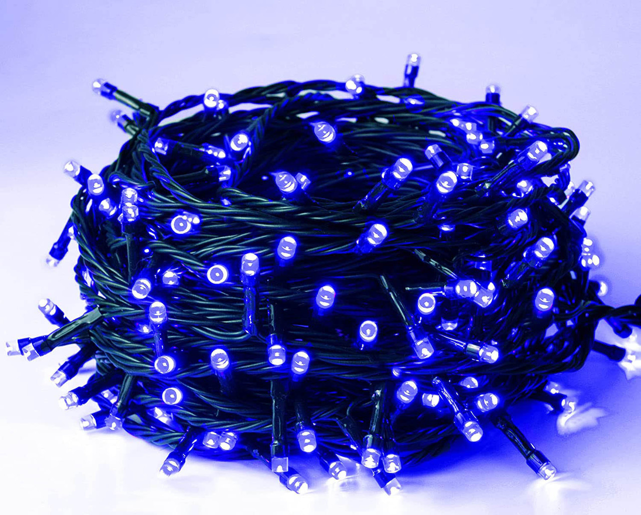 Світлодіодна гірлянда Нитка, колір - синій 500 LED, зелений провід 32м