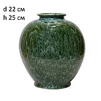 Ваза керамическая Shishi "Амфора", зеленая; d 22 см, h 25 см