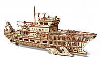 Океаническая исследовательская яхта Wood Trick (565 деталей) - механический деревянный 3D пазл конструктор
