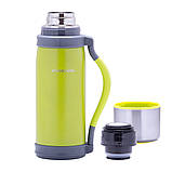 Термос з нержавіючої сталі Kamille KM-2015 Салатовий 1200мл Термос з чашкою Термос для гарячих напоїв, фото 6