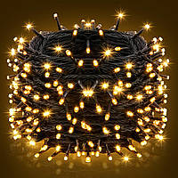 Вулична гірлянда НИТКА 40 м, теплий білий 600 LED, зелений провід