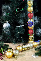 Шары на елку, новогодние шары, новогодние игрушки 6см, 8шт