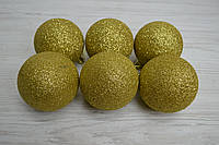 Новогоднее украшение шар глиттер золото 8см пачка