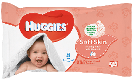 Дитячі вологі серветки Hugies Skin 56шт. Велика Британія