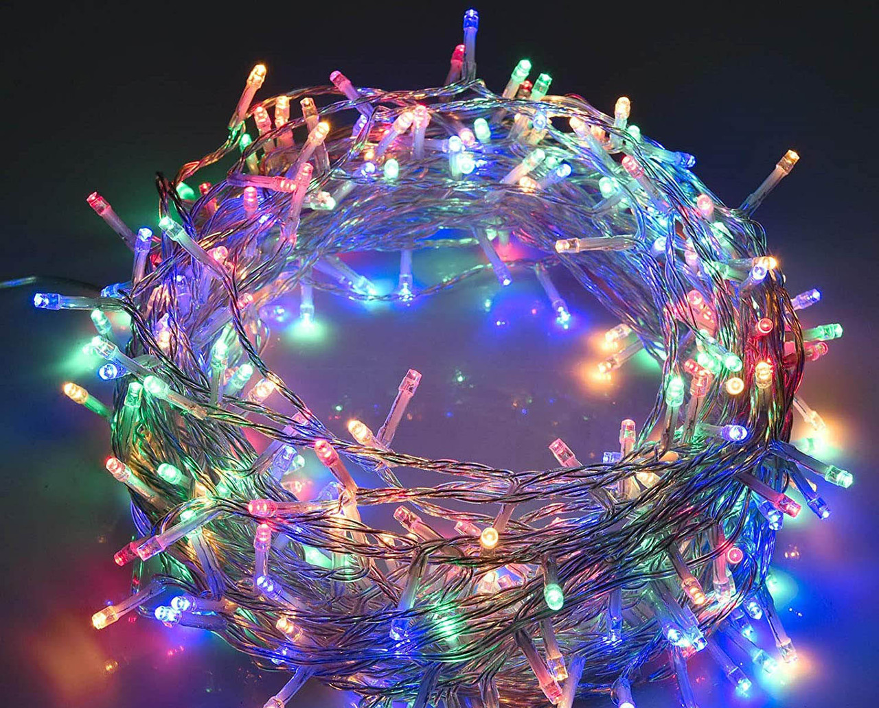 Гірлянда нитка 400 LED (колір - мультиколор), прозорий провід 28 м