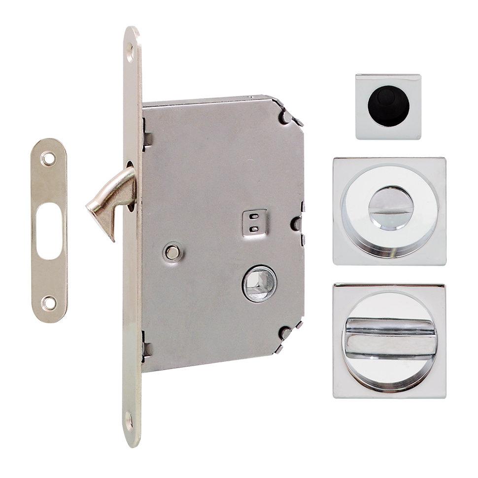 Ручка на розсувні двері Fimet 3667R F04+LOCK+MQ хром (комплект wc)