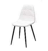 Стілець обідній на металевих ніжках Alex Metal BK оббивка Екошкіра, білий колір