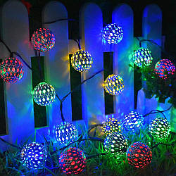 Світлодіодна гірлянда LED 20 Кульки Metal / Гірлянда новорічна Різнокольорова