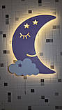 Настінний нічник ручної роботи "Місяць з хмаринкою ", фото 2