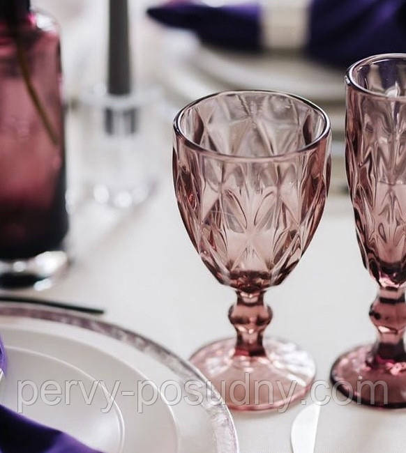 Набор бокалов для вина из цветного стекла 320 мл - розовые бокалы ...