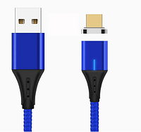 Магнитный кабель - Micro USB для зарядки и передачи данных 1 Метр Синий Blue