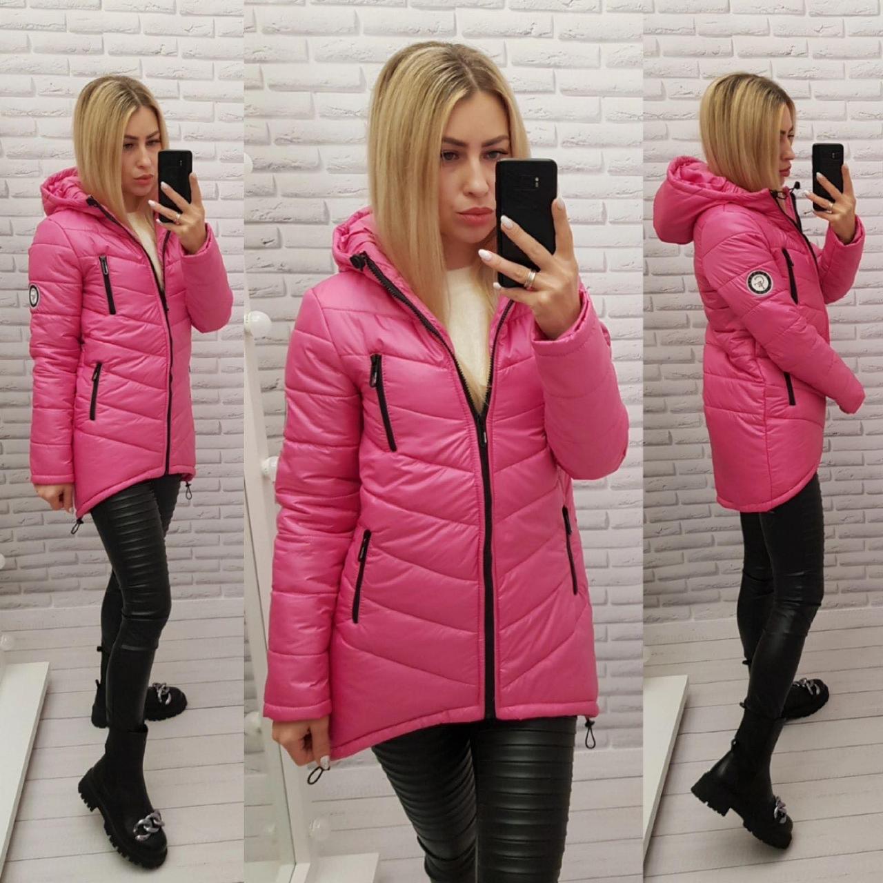 Стильна куртка парку, є великі розміри, арт. 300, колір яскраво-рожевий