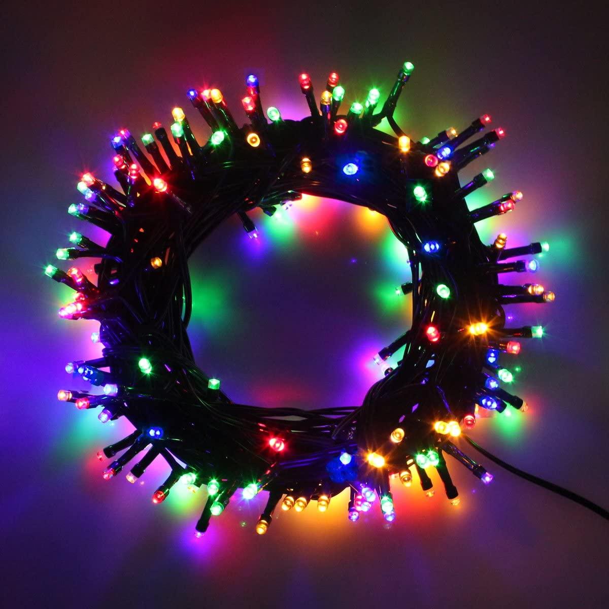 Світлодіодна гірлянда нитка 400 LED, мультиколор, чорний провід 28 м