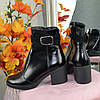 Черевики чорні жіночі лакові, декоровані замшевою ремінцем, фото 2