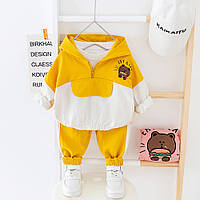 Детский джинсовый костюм унисекс для малышей желтый, серый Желтый, 90