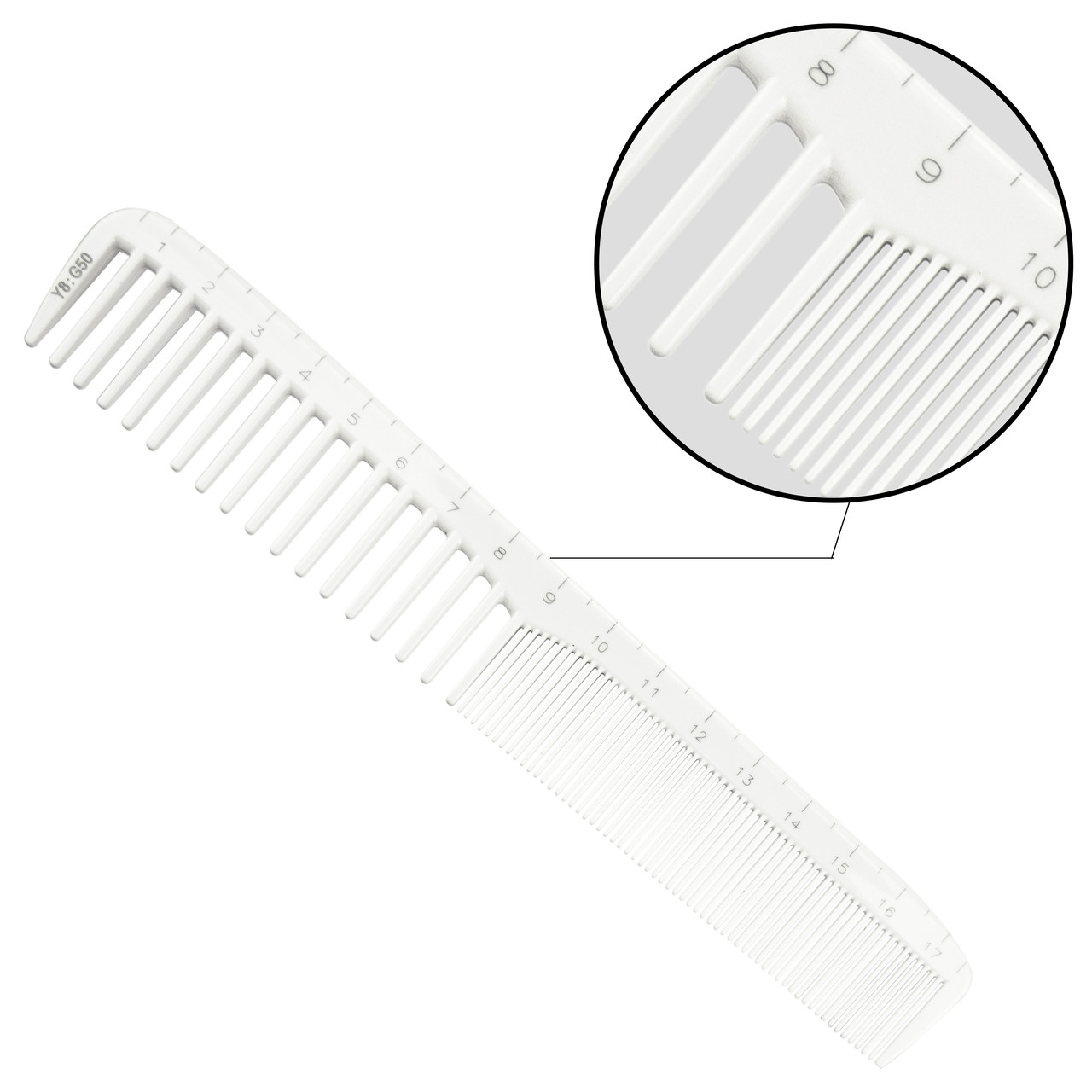 Гребінь пластиковий з лінійкою COMB Y8-G50 Білий