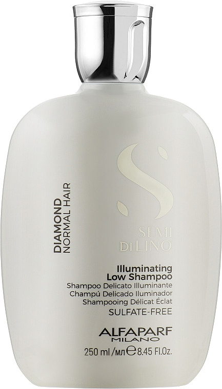 Шампунь для волосся з мікрокристалами AlfaParf Semi Di Lino Diamond Illuminating Low Shampoo 250 мл, фото 1