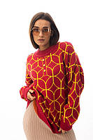 Женский вязаный джемпер кофта пуловер свитер оверсайз большого размера