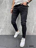 Мужские узкие джинсы черные, турецкие джинсовые штаны зауженные весна осень
