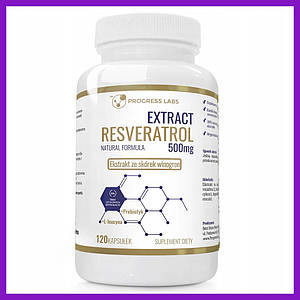 Ресвератрол resveratrol харчова добавка 500 mg 120 caps Resveratrol Extract Progress Labs