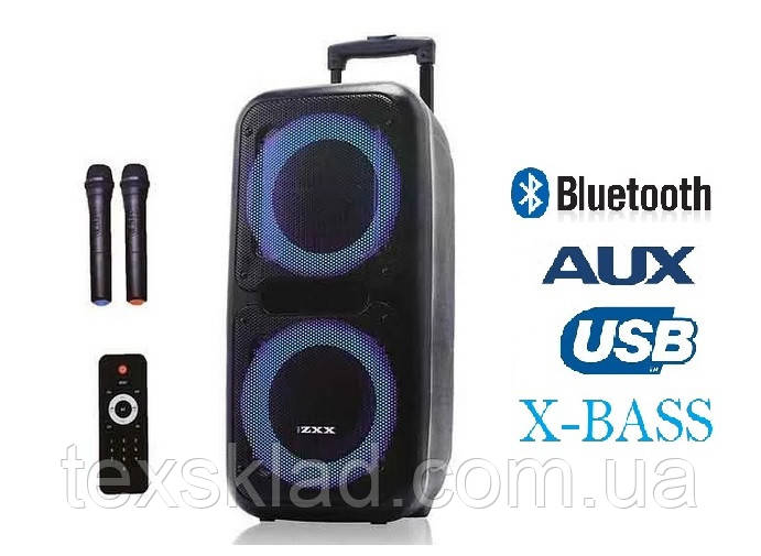 Колонка акумуляторна з мікрофонами ZXX-7575 300W X-BASS (TWS/Bluetooth/USB/FM) DANCE BOX 500 / Eltronic 20-05