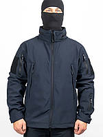 Демісезонна тактична куртка Soft Shell STALKER Dark Navy Blue темно-синя WinTac