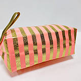 Косметичка в смужку форма бочок із ручкою, фото 3