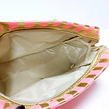 Косметичка в смужку форма бочок із ручкою, фото 4