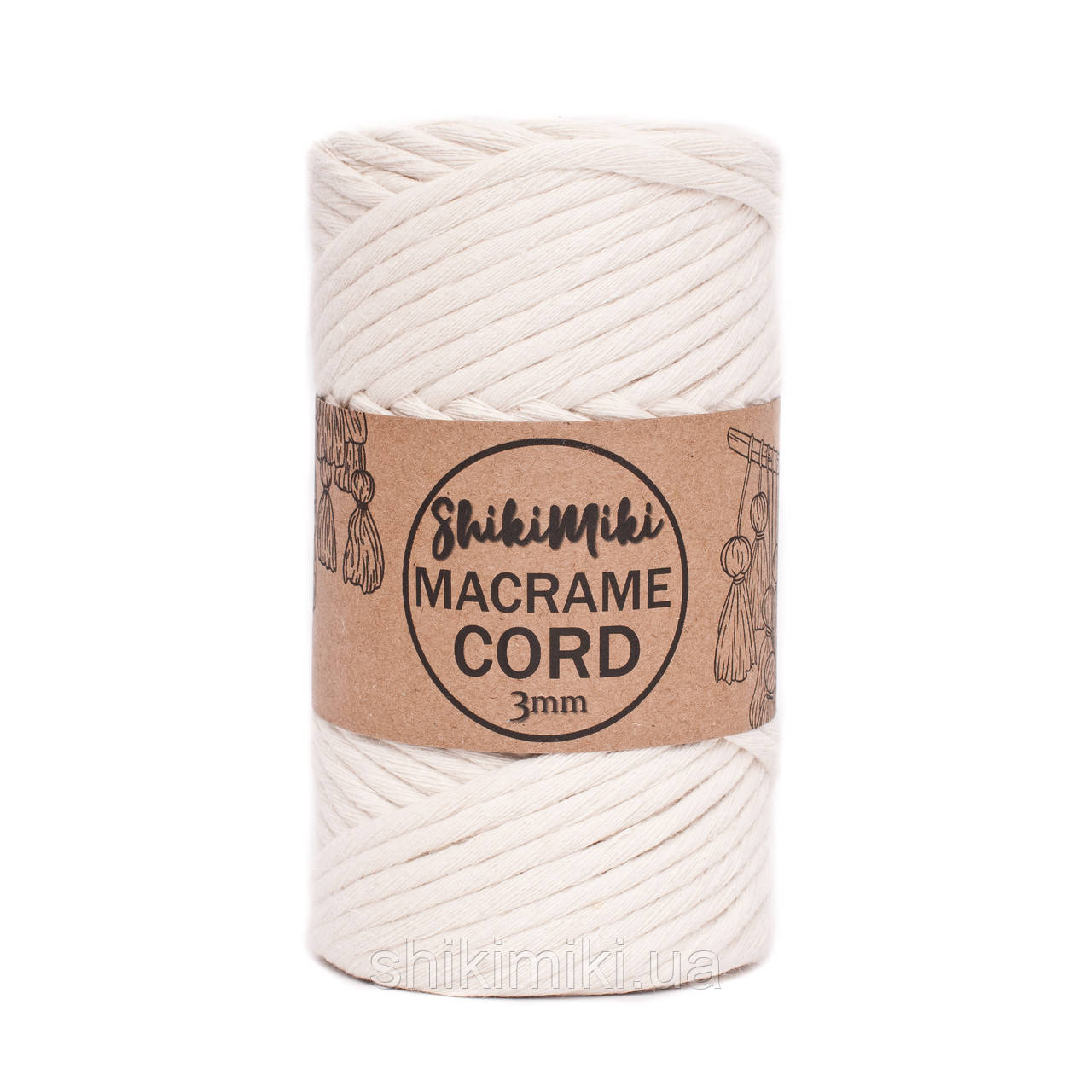 Еко шнур Macrame Cord 3 mm, колір Молочний