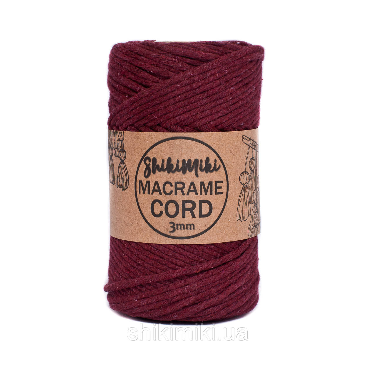 Еко шнур Macrame Cord 3 mm, колір Марсала