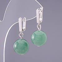 Сережки "Елегант" Нефрит d-12мм купити біжутерію оптом в інтернеті