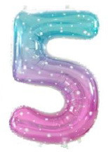 Фольгована куля цифра "5" в пакованні. Цвет: Омбре. Розмір: 40" (100 см)