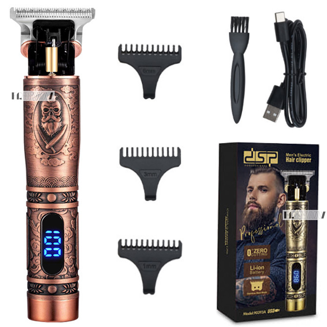 Триммер для бороди, волосся, для стрижки електричний акумуляторний професійний з дисплеєм DSP 5W