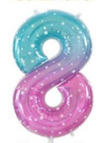 Фольгована куля цифра "8" в пакованні. Цвет: Омбре. Розмір: 40" (100 см)